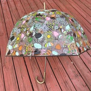 Vintage Transparent Clear Umbrella Whimsical Flower  RETRO Pattern